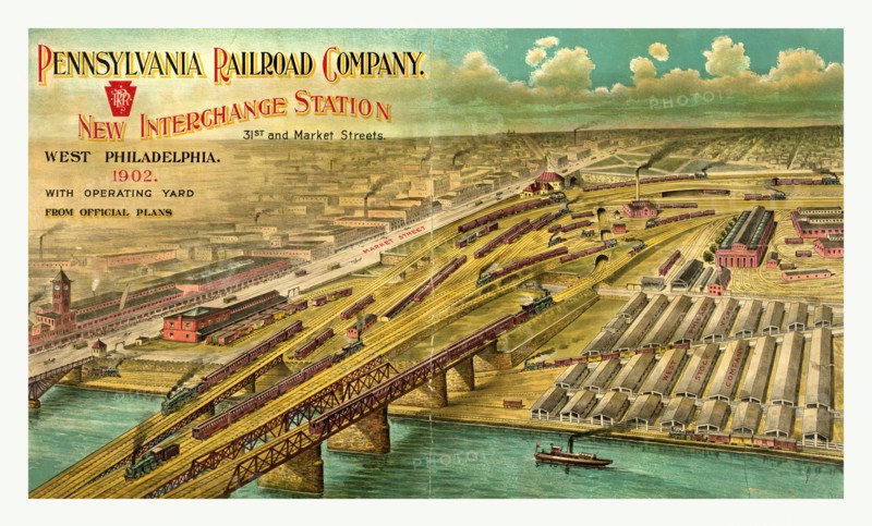 New interchange station, 31st and Market streets, West Philadelphia, 1902, with operating yard, from official plans, US, USA, America