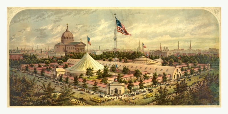 Buildings of the Great Central Fair, in aid of the U.S. Sanitary Commission, Logan Square, Philadelphia, June 1864, US, USA, America