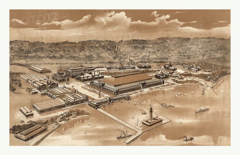 Bird's eye view of the World's Columbian Exposition, Chicago 1893, US, USA, America