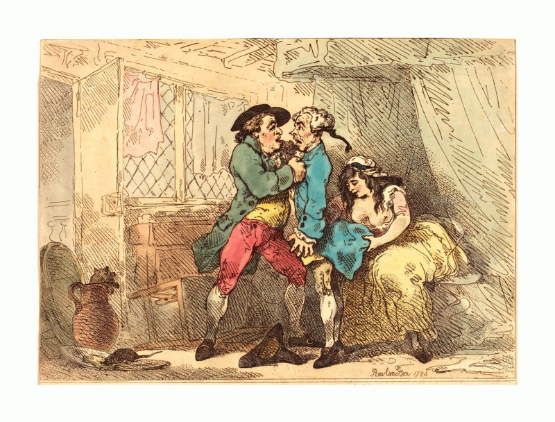 Thomas Rowlandson, British, 1756  1827, A Cully Pillaged, probably 1784 1785, hand-colored etching