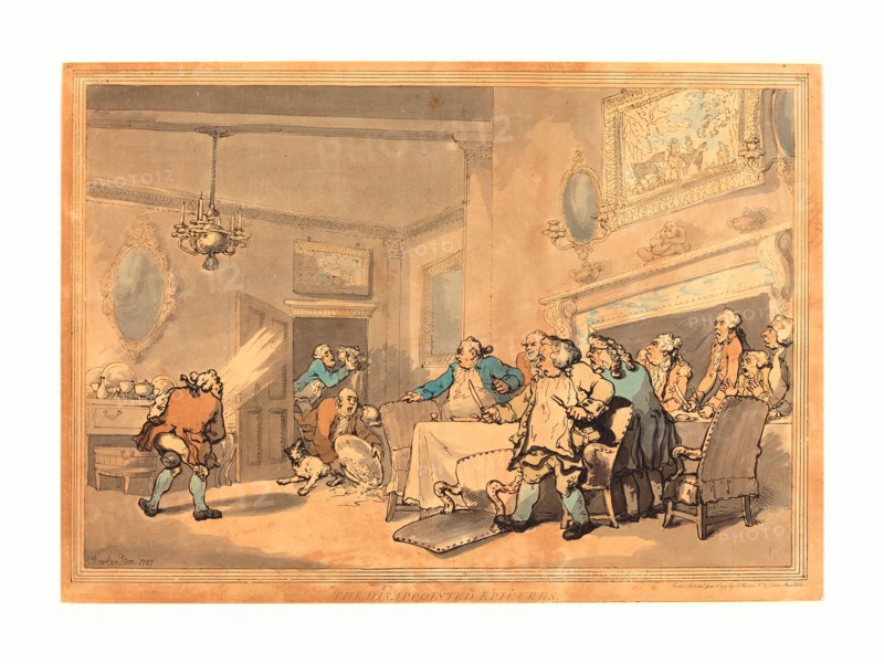 Thomas Rowlandson (British, 1756 - 1827 ), The Disappointed Epicures, 1787, hand-colored etching, Rosenwald Collection