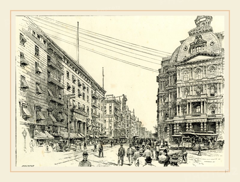 Broadway, showing Astor house and the post office, US, USA, 19th century