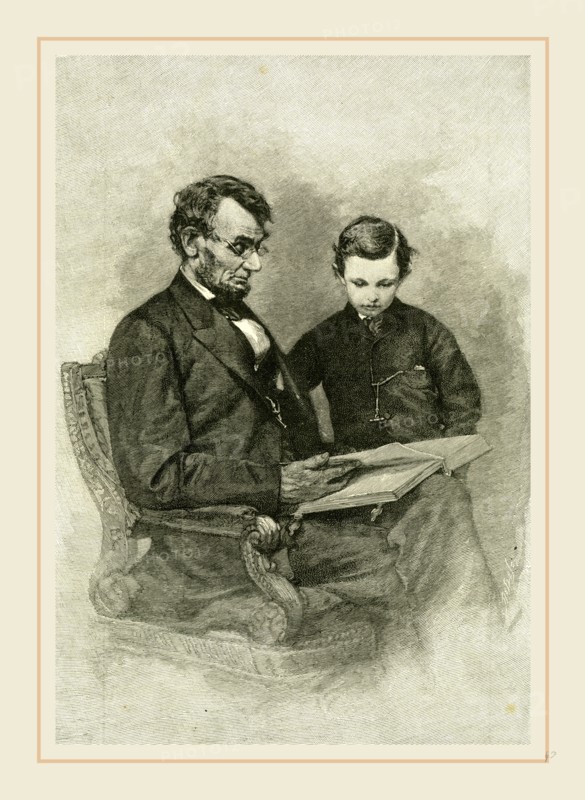 Lincoln and His Son at the White House, 19th Century
