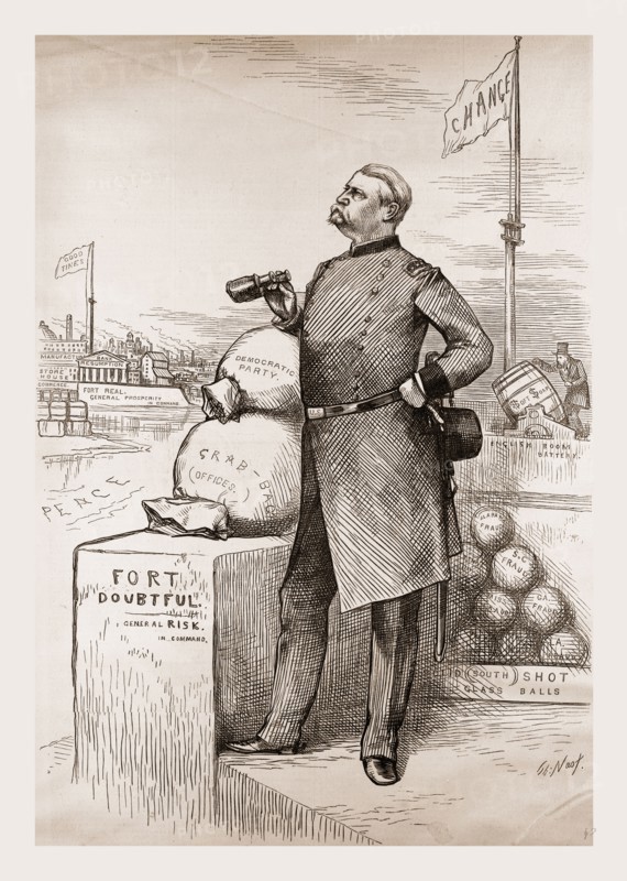 GENERAL LOOKOUT. A HARD FORT TO ATTACK WITH THE MATERIAL YOU HAVE, 1880, 19th century engraving, USA, America
