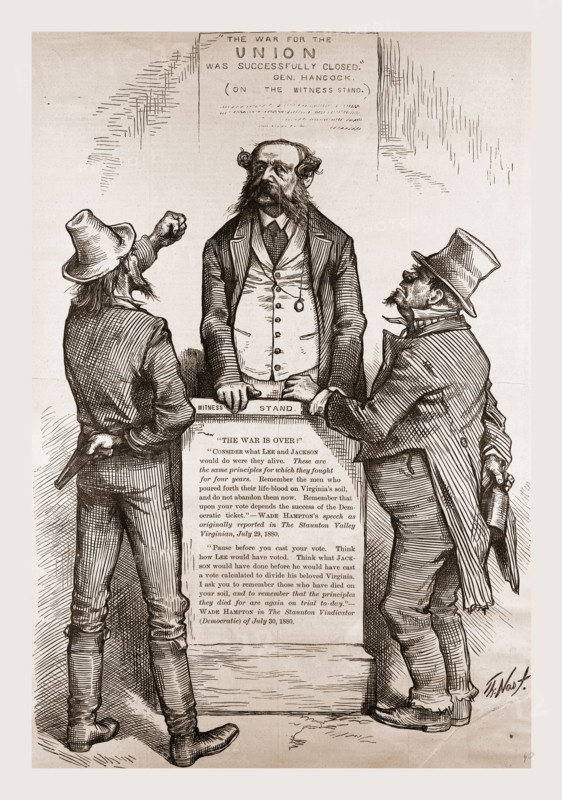 WADE HAMPTON'S DILEMMA, 1880, 19th century engraving, USA, America