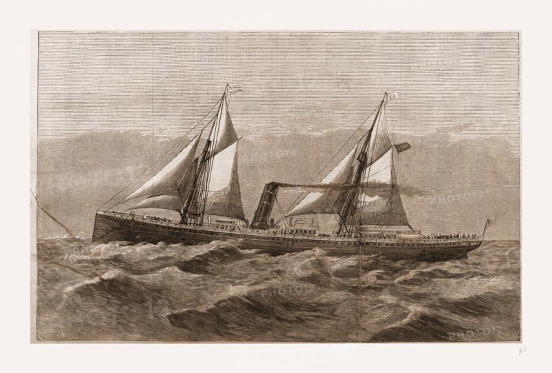 THE NEW STEAM-SHIP " NEWPORT," OF WARD'S HAVANA LINE, FROM A PICTURE BY ANTONIO JACOBSON., 1880, 19th century engraving, USA, America