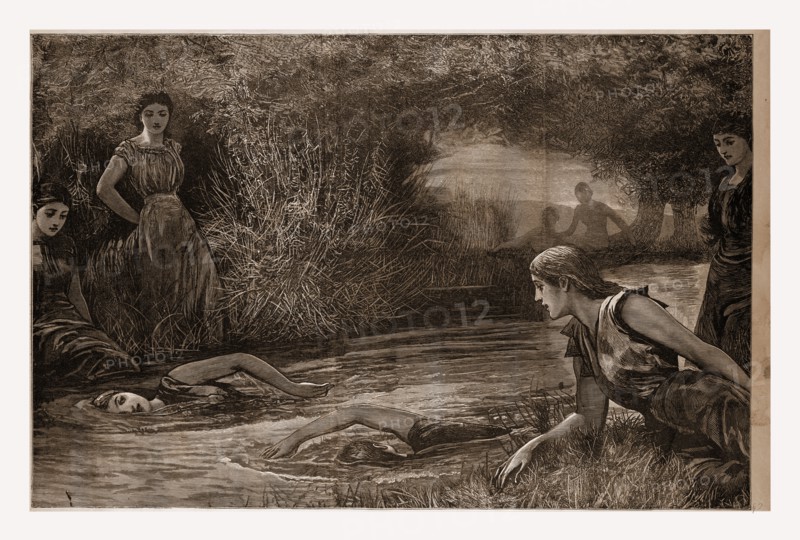 SWIMMING A LA MODE., 1880, 19th century engraving, USA, America