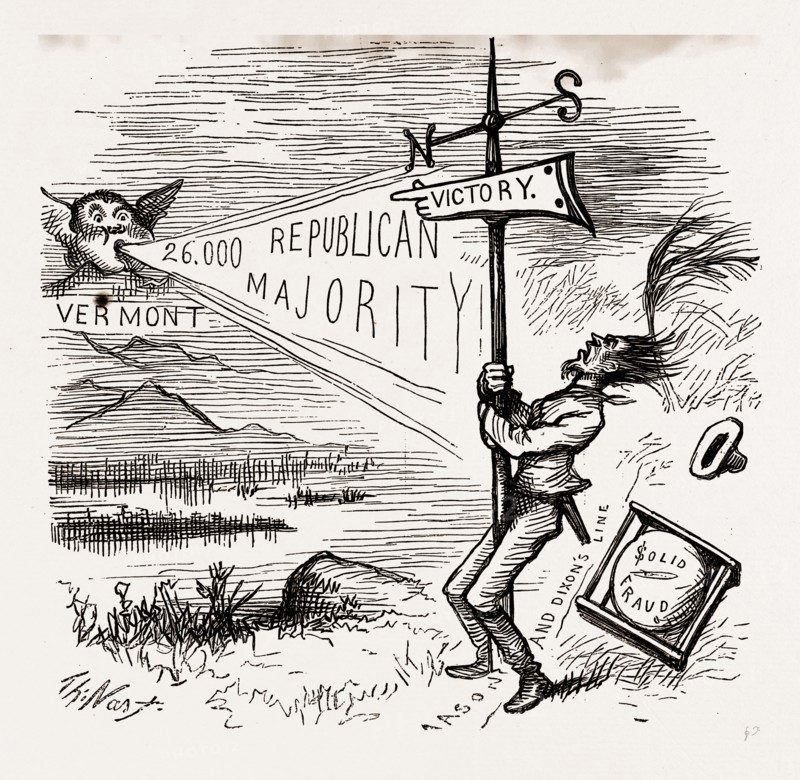 A COLD SNAP FROM THE NORTH, USA, America, 19th century engraving