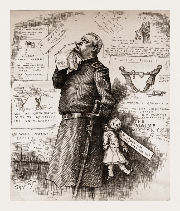 A FINANCIAL MISTAKE., 1880, 19th century engraving, USA, America