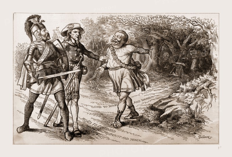 THE NEW PILGRIM'S PROGRESS., 1880, 19th century engraving, USA, America