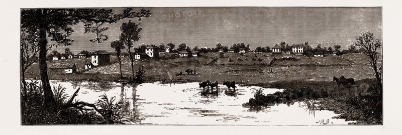 MELBOURNE, FROM A SKETCH MADE IN 1838", 19th century engraving, Australia