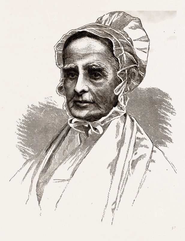 LUCRETIA MOTT", 1880, 19th century engraving, USA, America