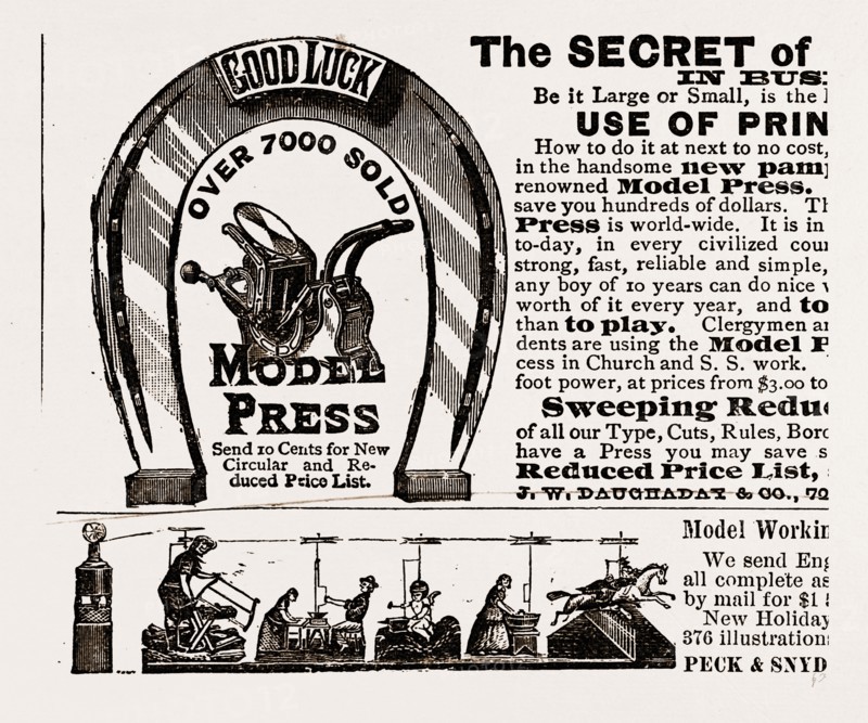 The secret of good luck, 1880, 19th century engraving, USA, America