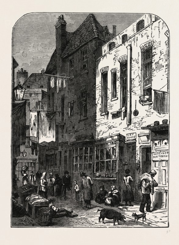 THE "ROOKERY," ST. GILES'S, 1850. London, UK, 19th century engraving