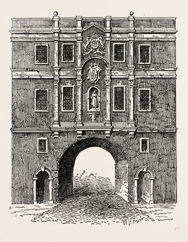Old Lud Gate, about 1750, London, UK, 19th century engraving