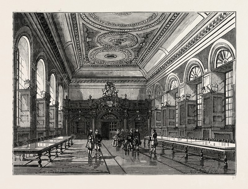 INTIRIOR OF STATIONERS' HALL, 1876. London, UK, 19th century engraving