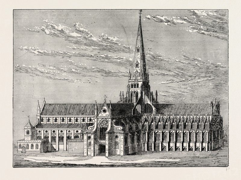 OLD ST. PAUL'S. London, UK, 19th century engraving