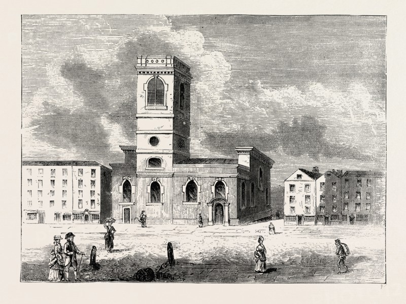 THE CHURCH OF ALLHALLOWS THE GREAT IN 1784 London, UK, 19th century engraving