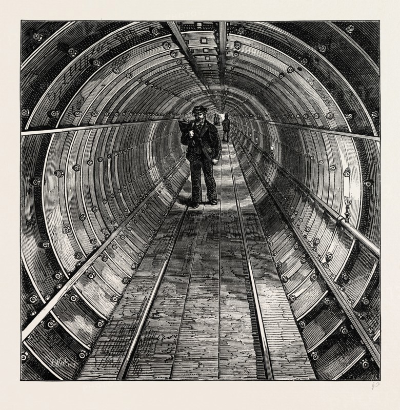 THE TOWER SUBWAY. London, UK, 19th century engraving