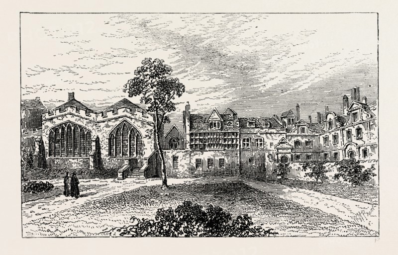 ST. HELEN'S PRIORY, AND LEATHERSELLERS' HALL, view by Malcolm in 1799, London, UK, 19th century engraving