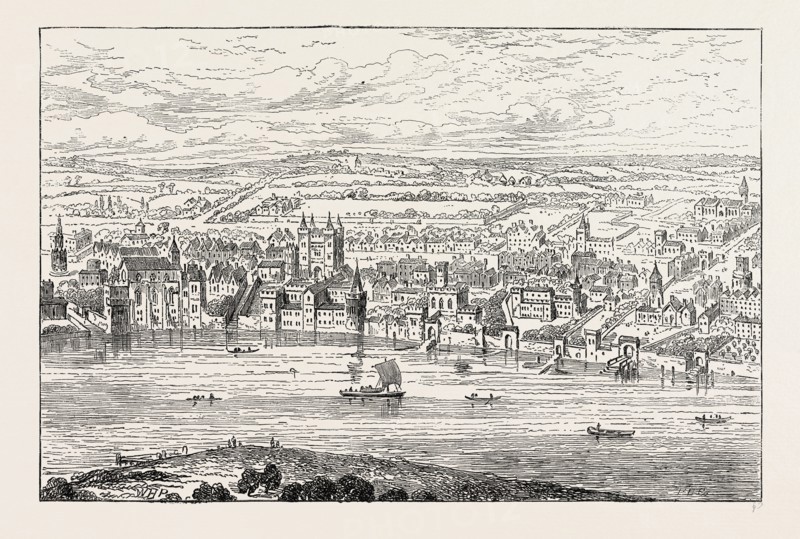 LONDON FROM TEMPLE BAR TO CHARING CROSS. London, UK, 19th century engraving