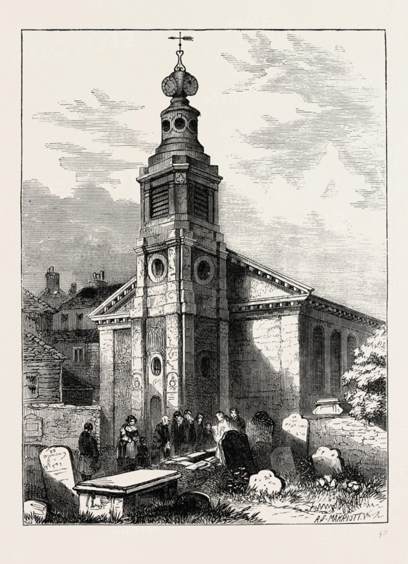 ST. ANNE'S, SOHO, 1840, London, UK, 19th century engraving