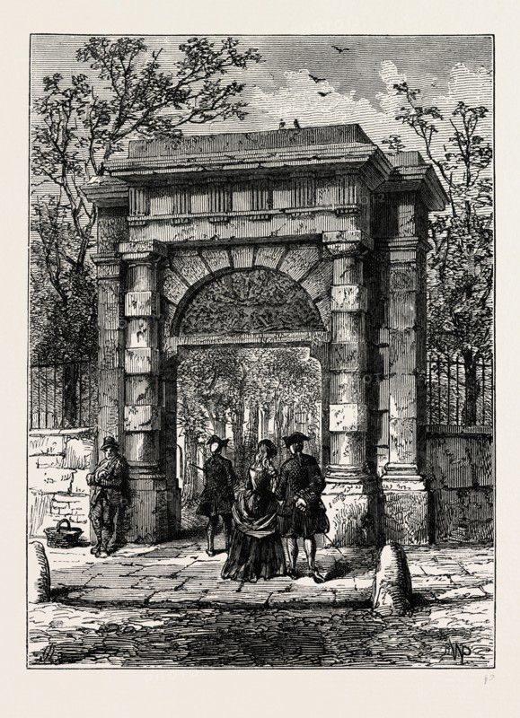 OF ST. GILES'S, IN ITS ORIGINAL POSITION. London, UK, 19th century engraving