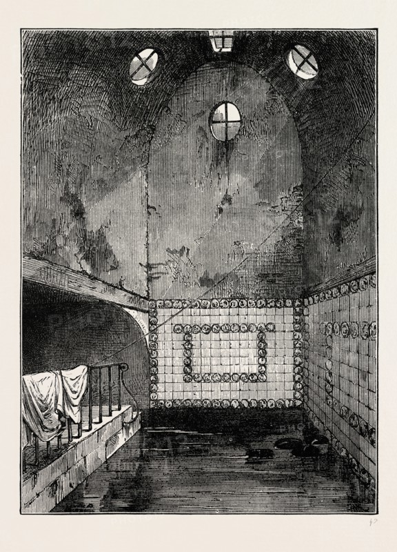 QUEEN ANNE'S BATH. London, UK, 19th century engraving