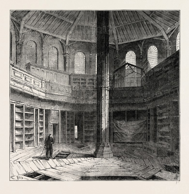 THE CHAPTER HOUSE PREVIOUS TO ITS RESTORATION. London, UK, 19th century engraving
