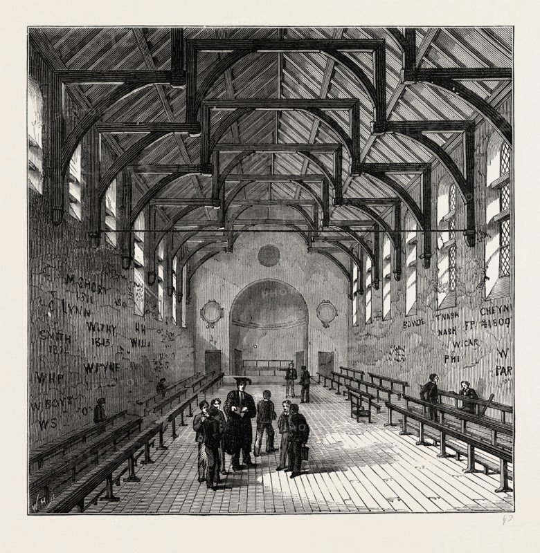 THE SCHOOLROOM, Westminster School, London, UK, 19th century engraving