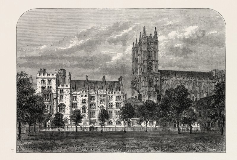 Dean's Yar, Westminster School, London, UK, 19th century engraving