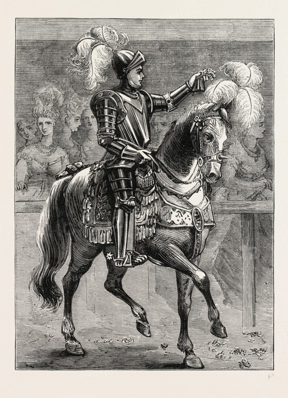 MR. DYMOKE, THE KING'S CHAMPION. London, UK, 19th century engraving