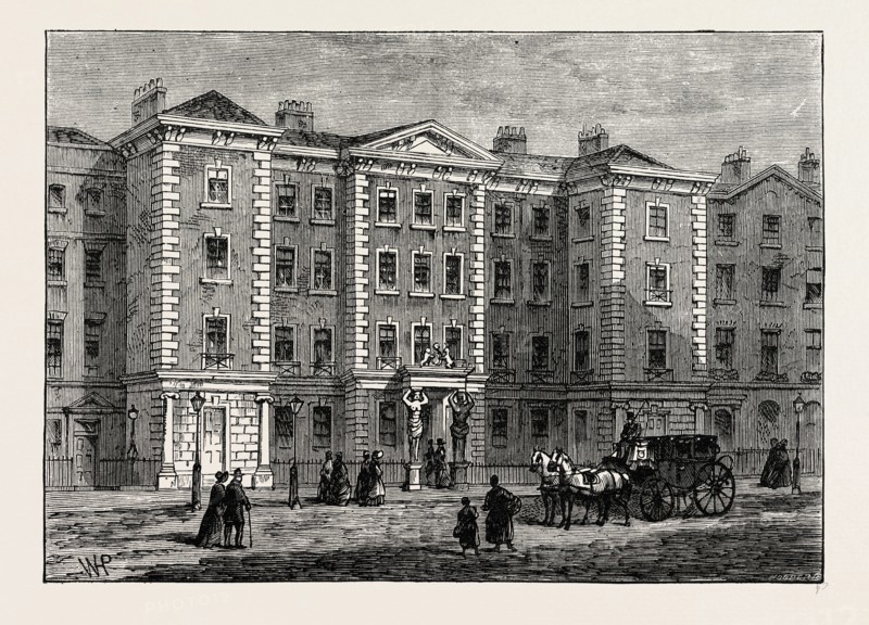 SCHOMBERG HOUSE, 1820. London, UK, 19th century engraving