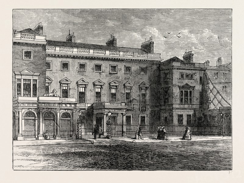 THE ORDNANCE OFFICE, PALL MALL, 1850. London, UK, 19th century engraving