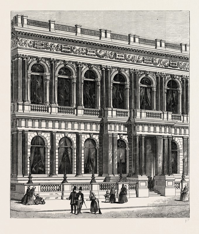 ENTRANCE TO THE CARLTON CLUB. London, UK, 19th century engraving