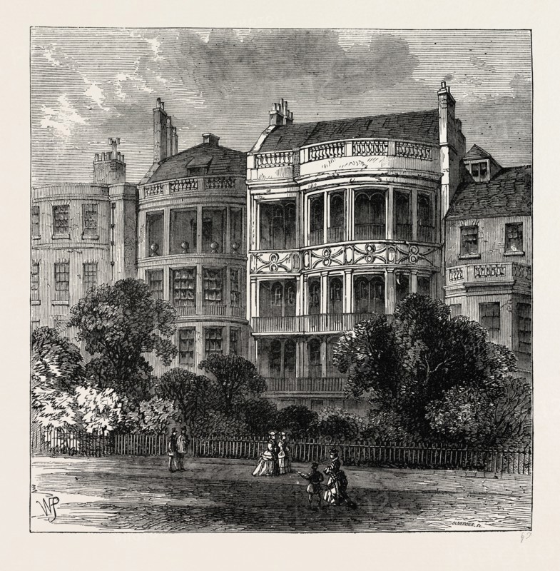 SAMUEL ROGERS' HOUSE, GREEN PARK FRONT. London, UK, 19th century engraving