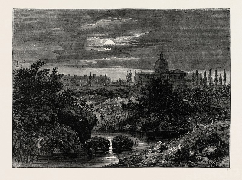 THE FIELD OF THE FORTY FOOTSTEPS. London, UK, 19th century engraving