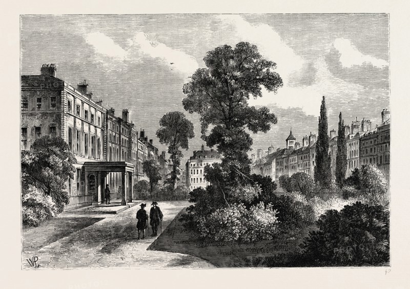 QUEEN SQUARE, 1810, London, UK, 19th century engraving