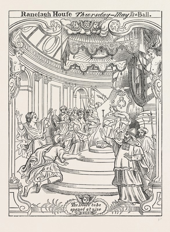 A CARD OF INVITATION TO RANELAGH. London, UK, 19th century engraving