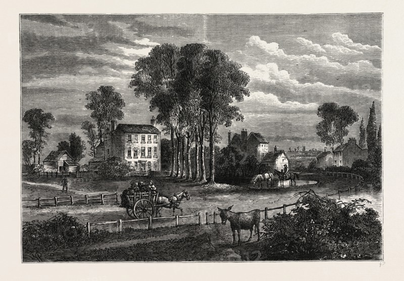 PADDINGTON GREEN IN 1750. London, UK, 19th century engraving