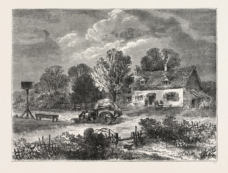 THE "PLOUGH" AT KENSAL GREEN, 1820. London, UK, 19th century engraving