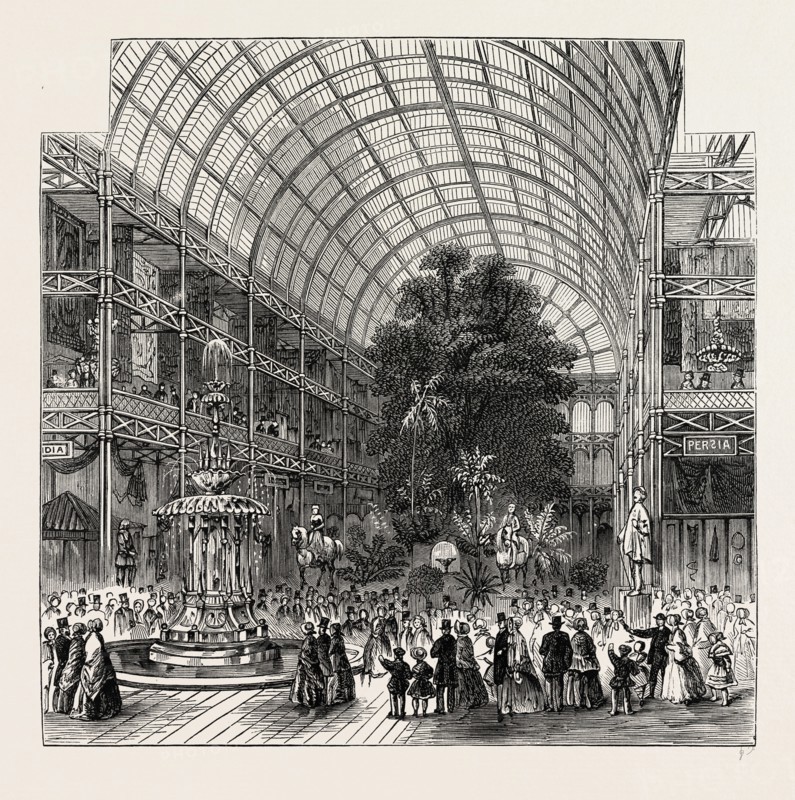 NAVE OF THE GREAT EXHIBITION OF 1851. London, UK, 19th century engraving