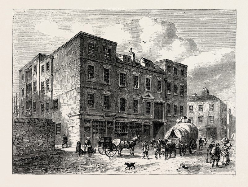 The Three Cranes, THAMES STREET. London, UK, 19th century engraving
