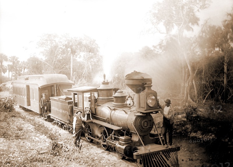 Jupiter & Lake Worth R.R, Jackson, William Henry, 1843-1942, Jupiter & Lake Worth Railroad, Railroad companies, Railroad locomotives, United States, Florida, Jupiter, 1880