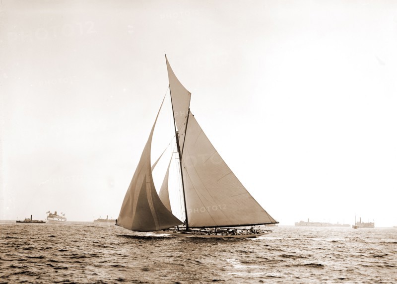 Vigilant rounding outer mark, Vigilant (Yacht), America's Cup races, Yachts, Regattas, 1893