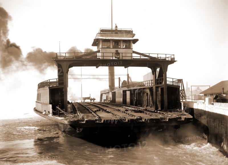 Car ferry, Transport, Detroit River, Transport (Ferry), Railroads, Ferries, Rivers, Piers & wharves, United States, Michigan, Detroit River, United States, Michigan, Detroit, 1880