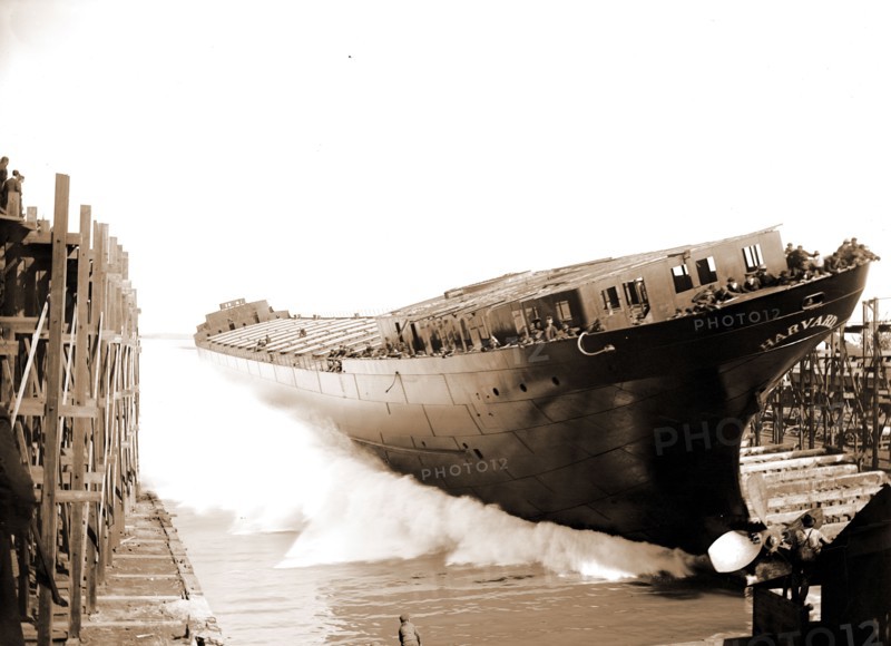 Launch of the str. Harvard, Harvard (Freighter), Cargo ships, Boat & ship industry, Launchings, United States, Michigan, Detroit, 1900