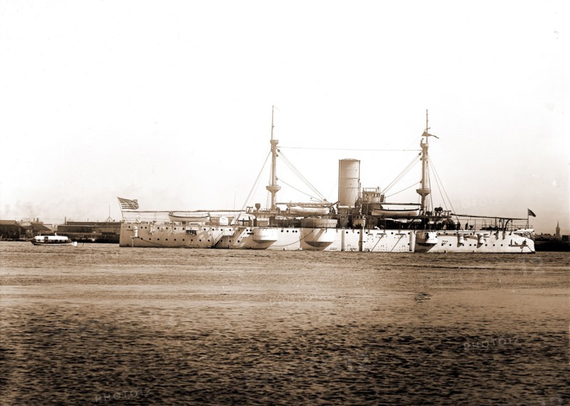 U.S.S.S. sic Texas and the Whisper, Texas (Battleship), Whisper (Steamboat), Steamboats, Battleships, American, United States, Louisiana, New Orleans, 1900