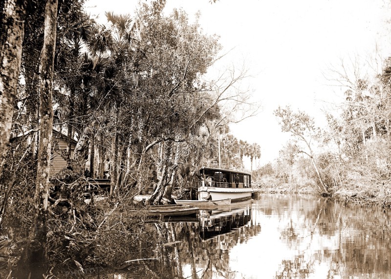 Tomoka landing, Fla, Piers & wharves, Rivers, Boats, United States, Florida, Tomoka River, 1900