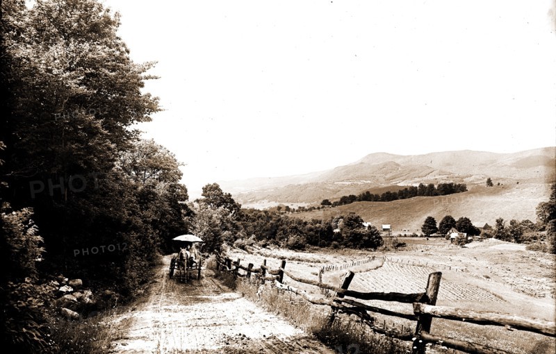 Mountain road in the Berkshires, Roads, Mountains, Farms, United States, Massachusetts, Berkshire Hills, 1908